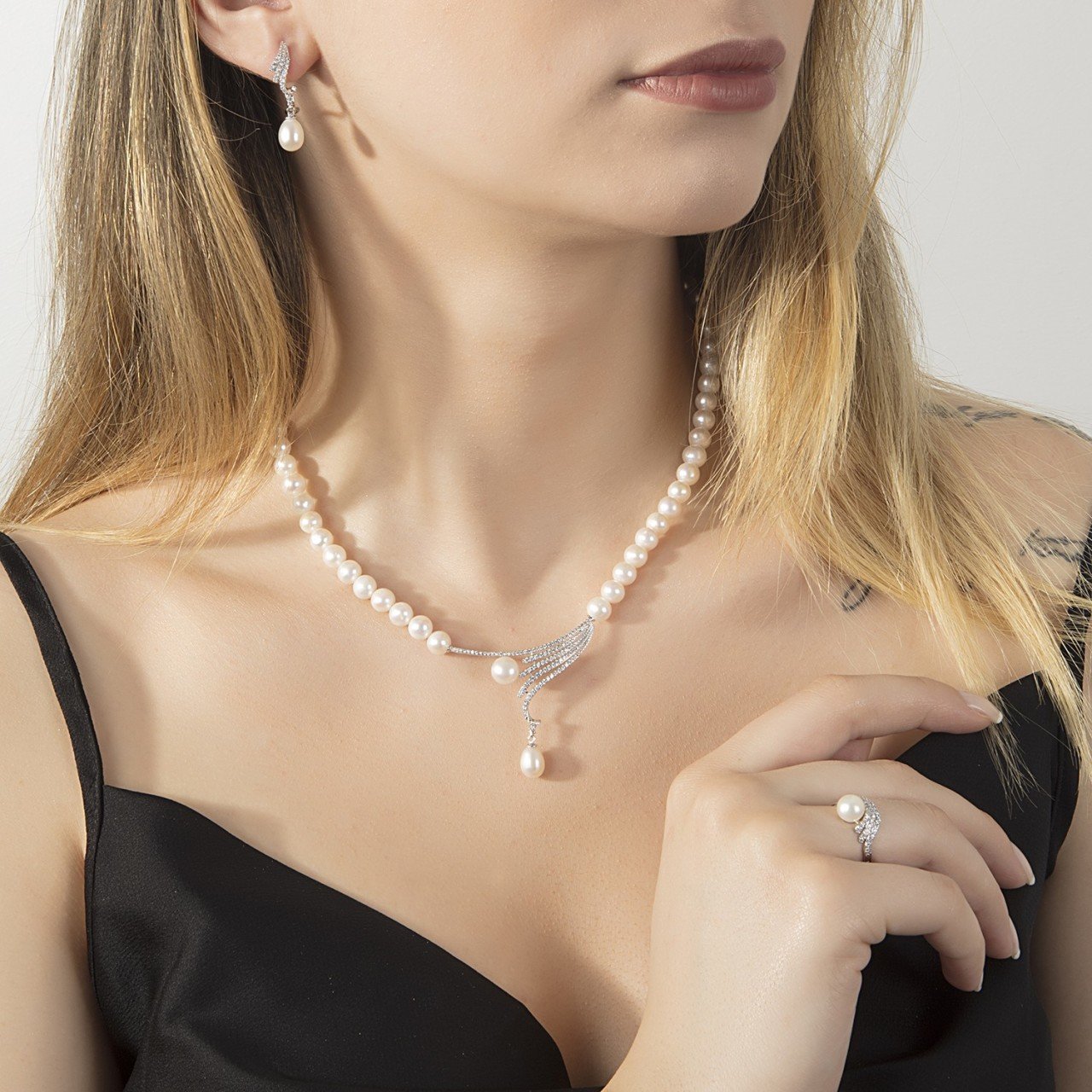 14K Işıltı İnci Set