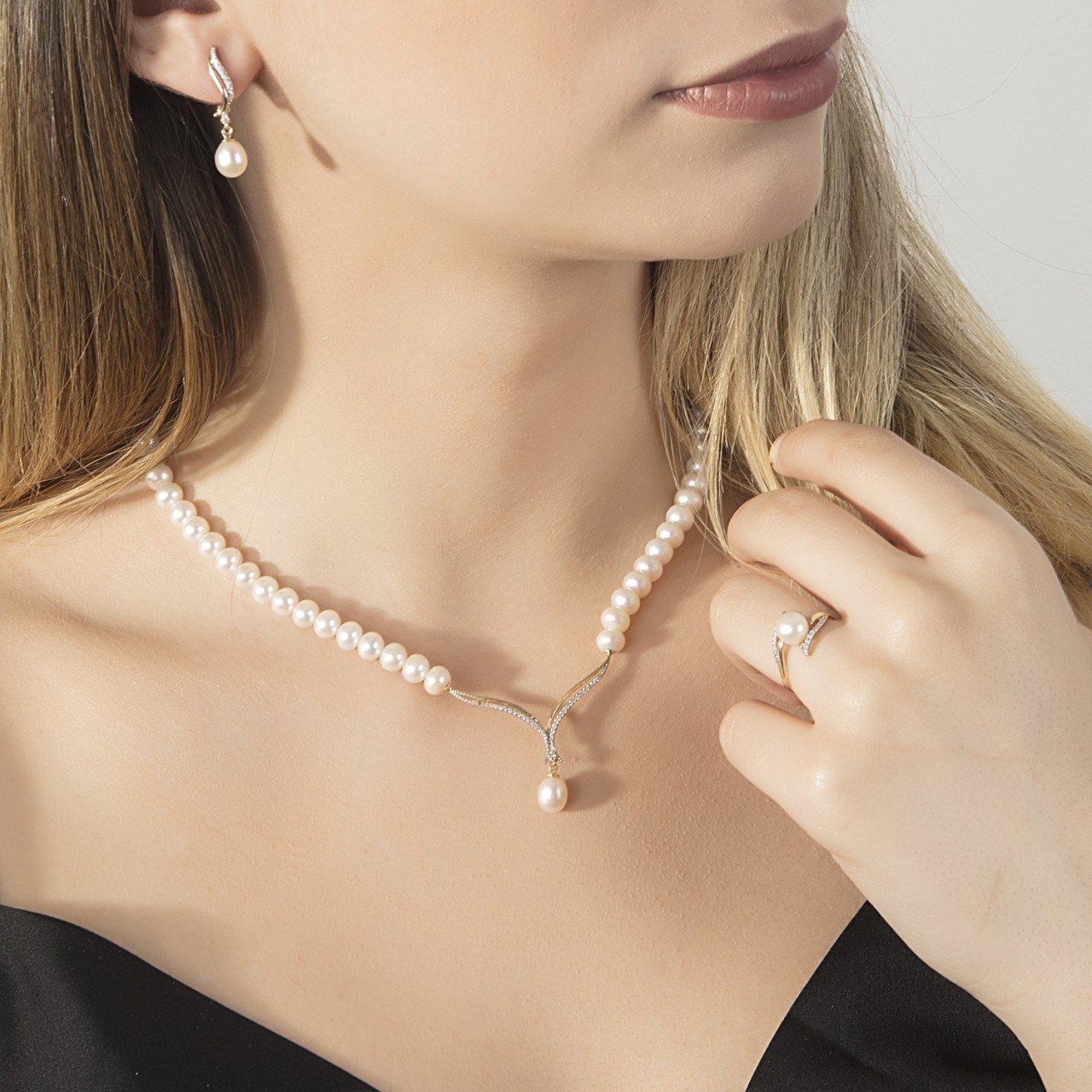 14K Wing İnci Set