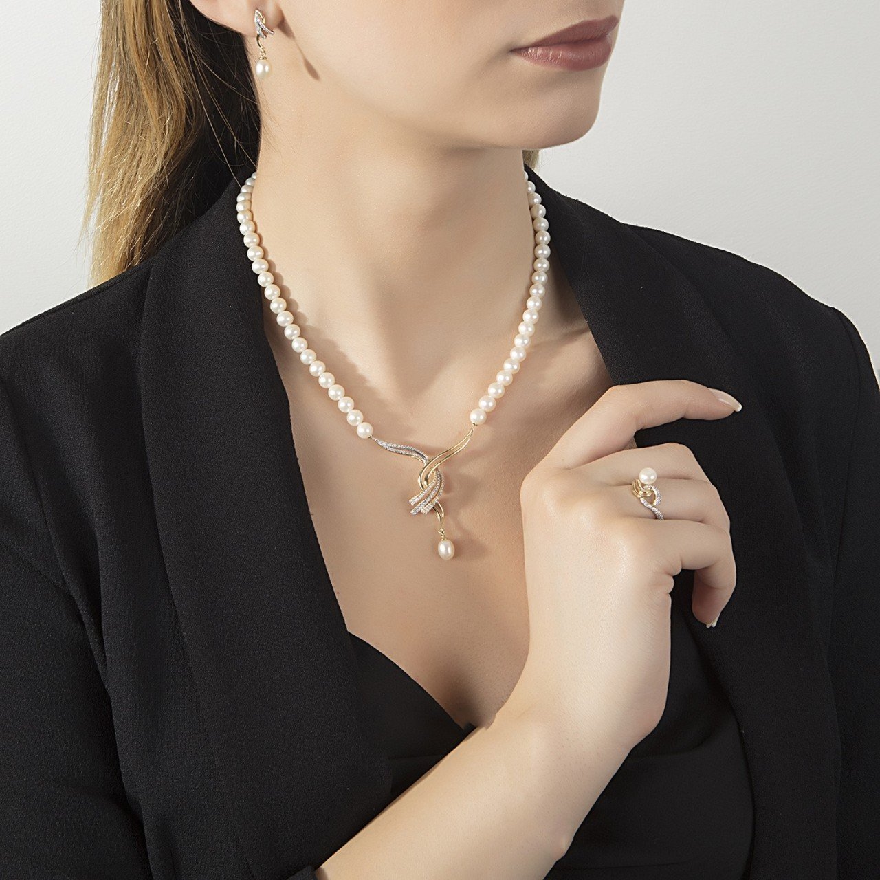 14K Sarmal İnci Set