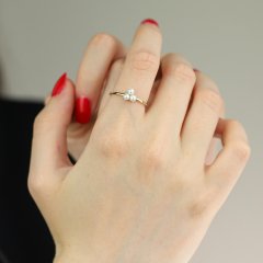 Triple Pearl Stone Yüzük 14 Ayar