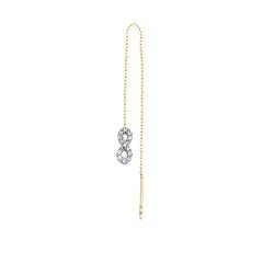 Taşlı Sonsuzluk Zincir Sallantılı Altın Küpe 14 K