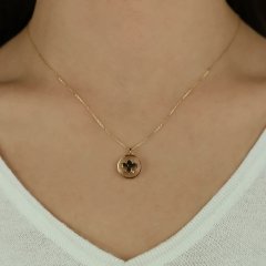 Altın Chopard Şeffaf Cam Kolye 14 Ayar