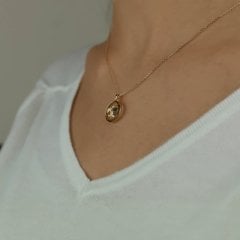 Altın Chopard Şeffaf Cam Kolye 14 Ayar