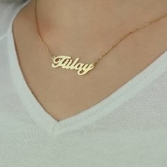 Lazer Kesim Tülay İsim Kolye 14 Ayar