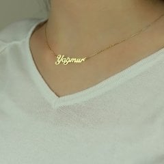 Lazer Kesim Yağmur İsim Kolye 14 Ayar
