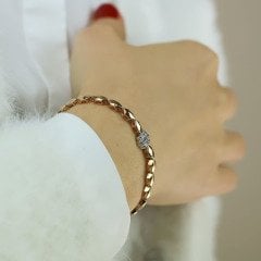 Rose Altın Baget Taşlı Bileklik