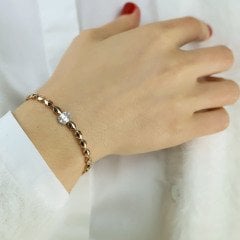 Rose Altın Baget Taşlı Bileklik