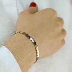 Altıgen Bileklik  Rose-Beyaz-Sarı Altın