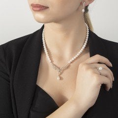 14K Papatya İnci Set