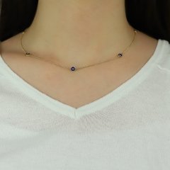 Nazar Boncuklu Göz Kolye 14 Ayar