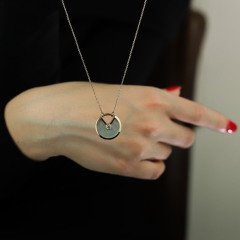 Mineli Taşlı Kilit Kolye 14 Ayar