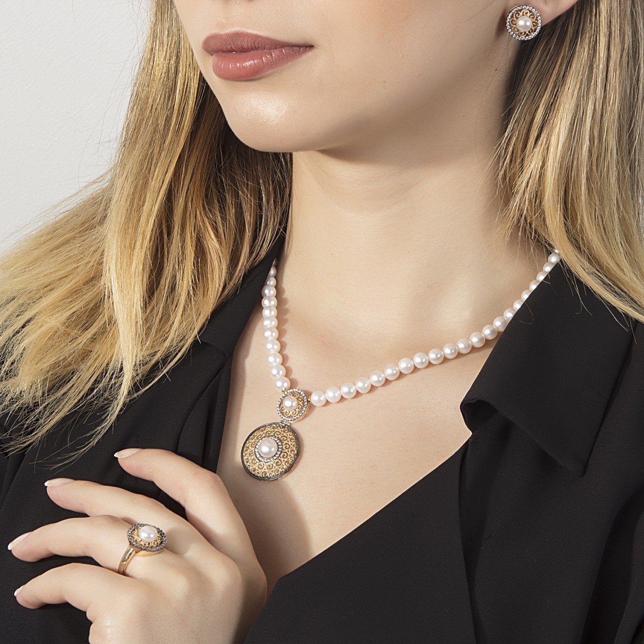 14K Harem İnci Set
